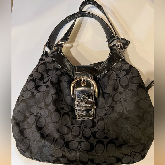 Coach Handbags - Coach Purse F15083 Black Soho Lynn Monogram Medium Bag